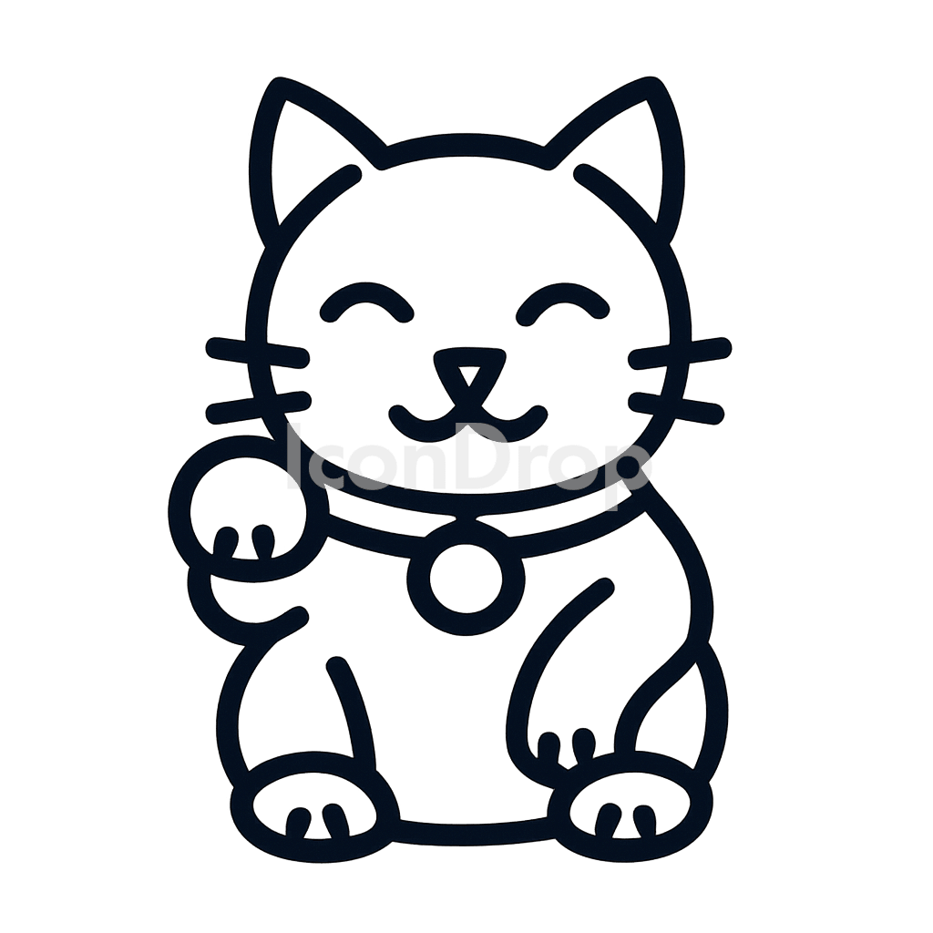 Japanese Cat Icon Outline