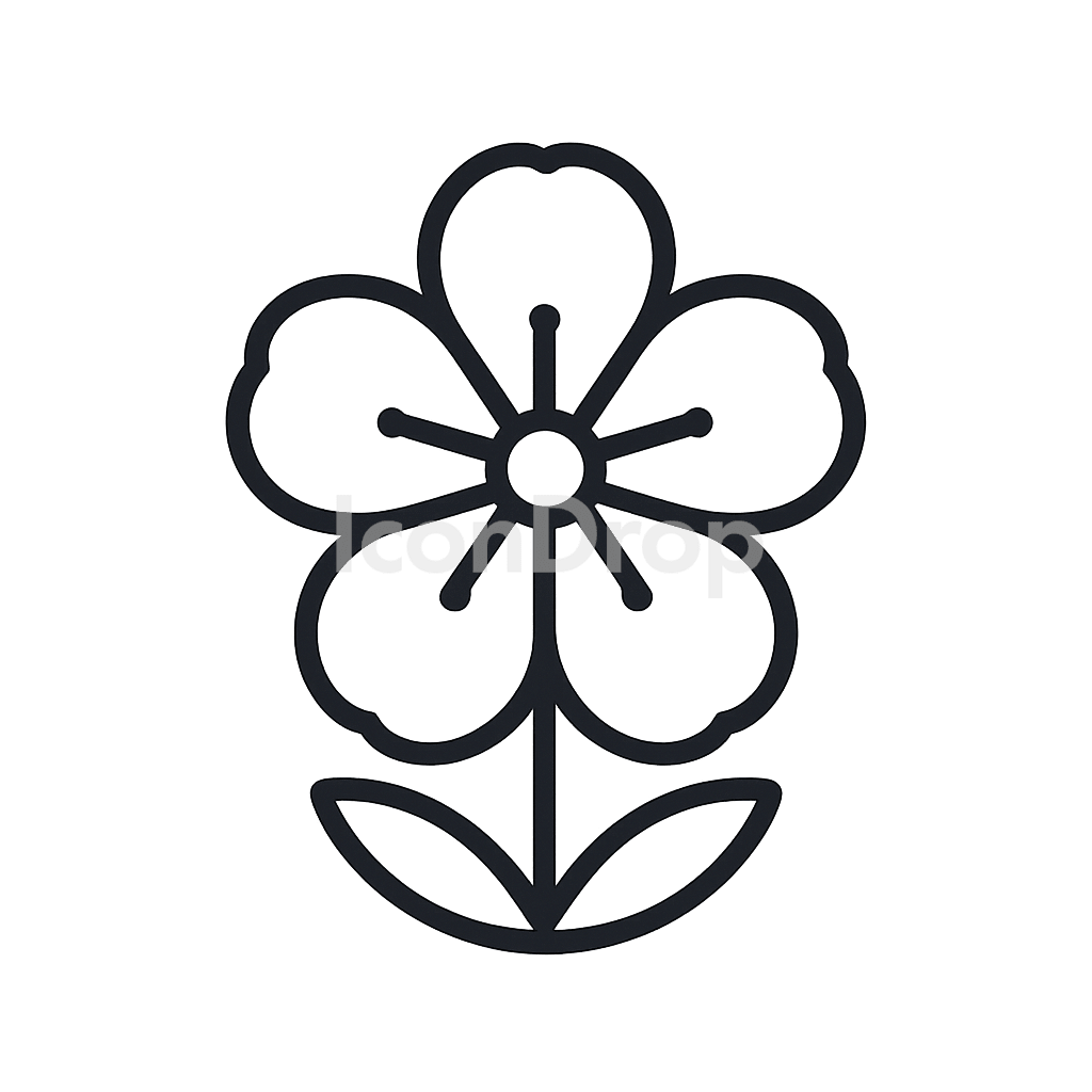 日本の花のアイコン アウトライン