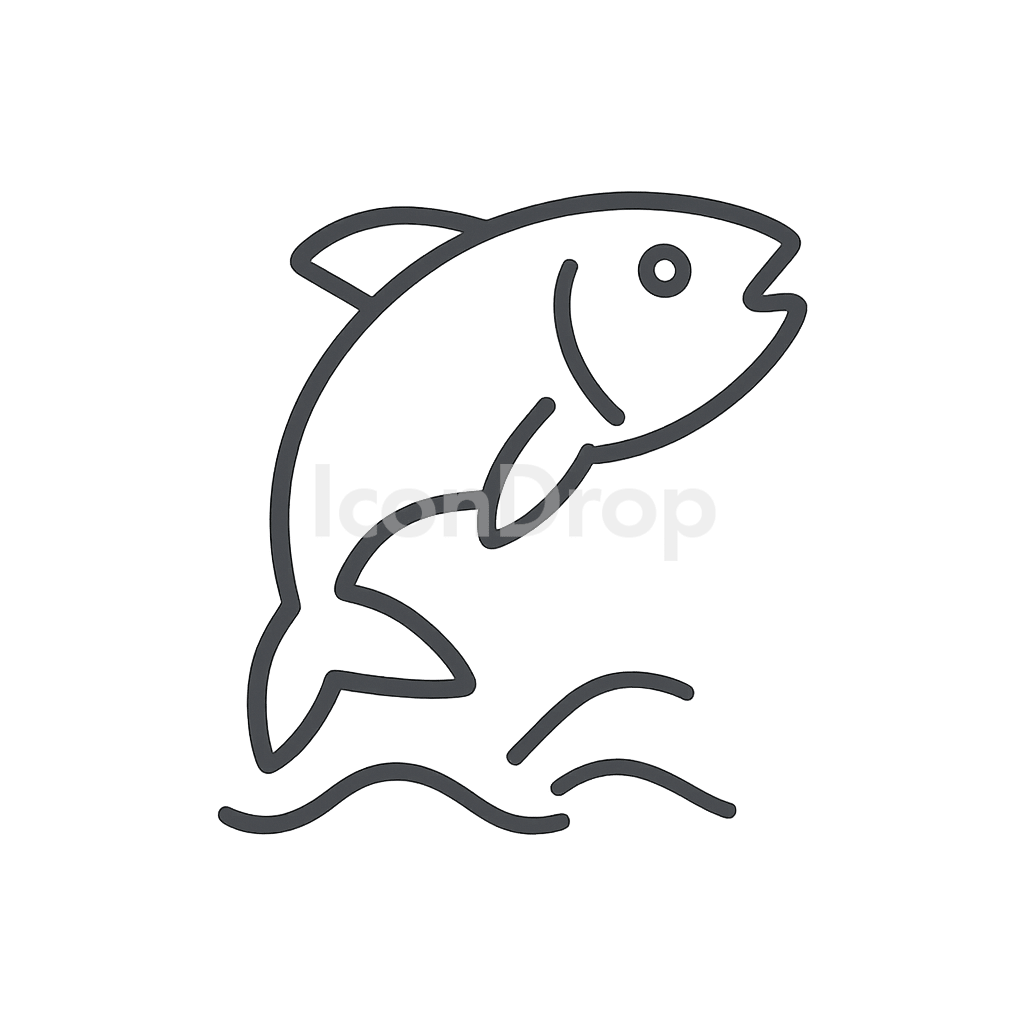 Jumping Fish Icon Outline