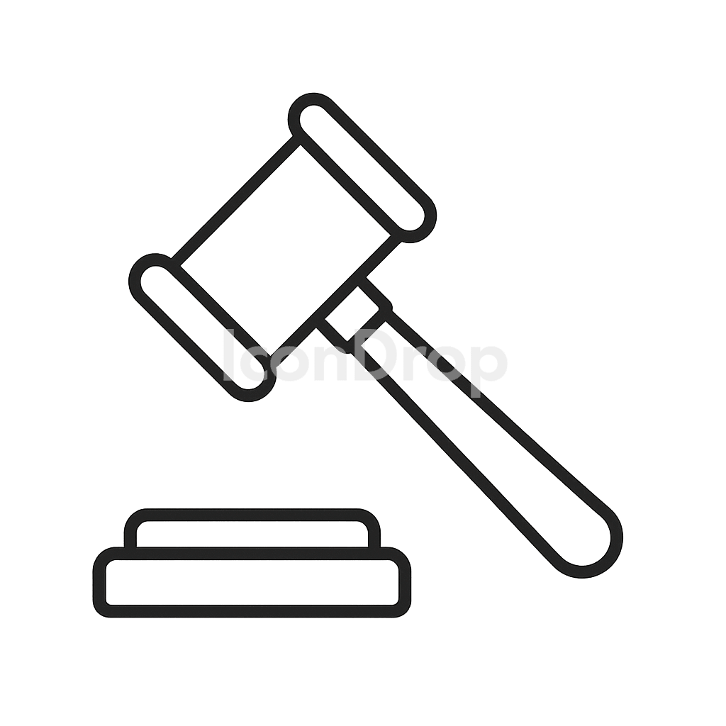 Justice Hammer Icon Outline