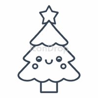 カワイイ(Kawaii)クリスマスアイコン(アウトライン)