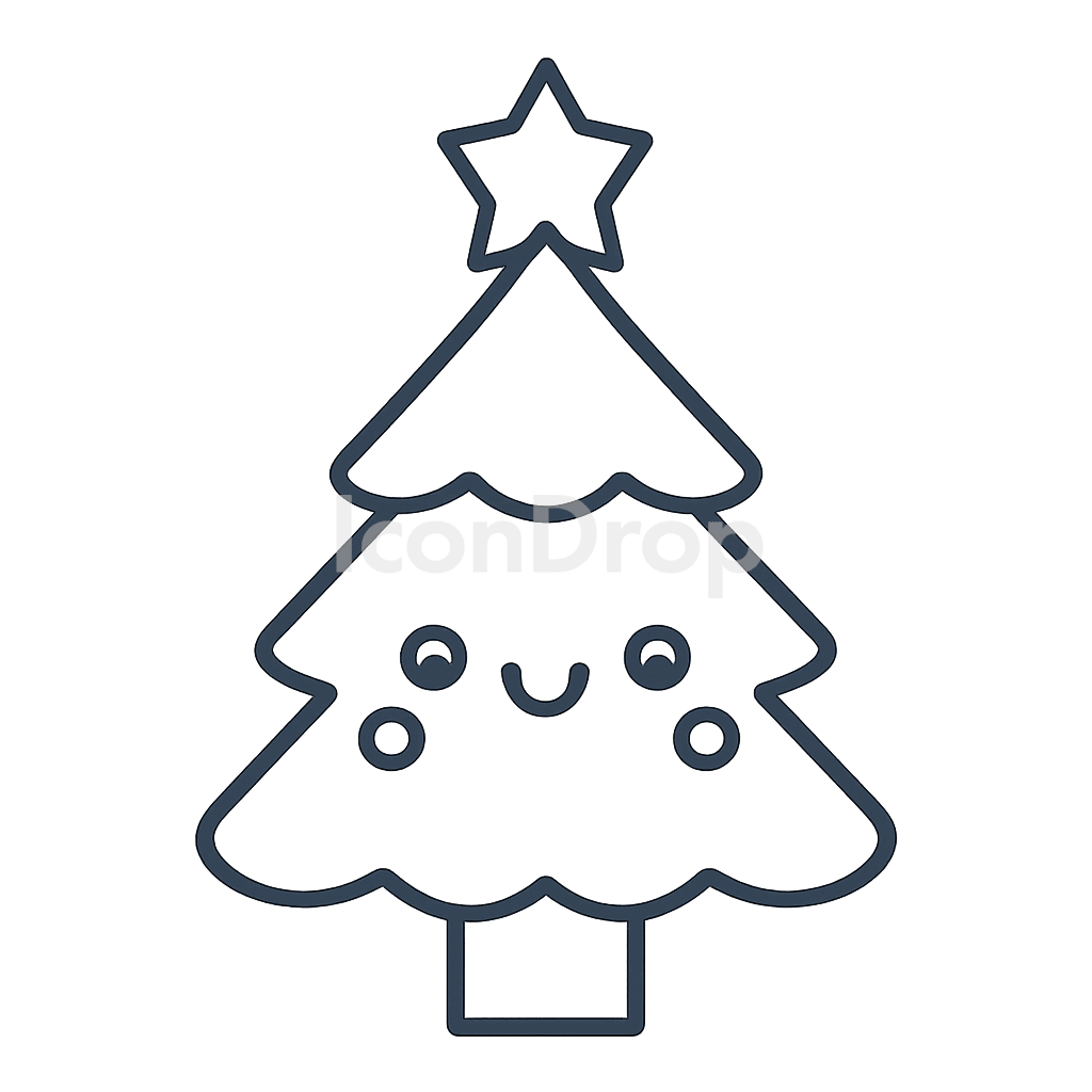 カワイイ（Kawaii）クリスマスアイコン アウトライン