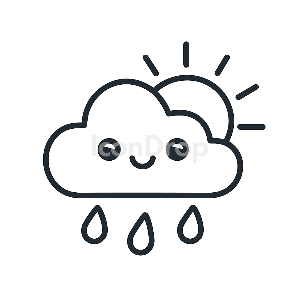 Kawaii Weather Icon Outline