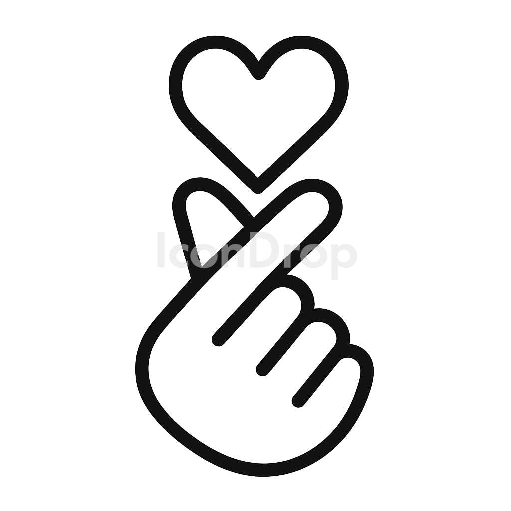 Korean Finger Heart Icon Outline