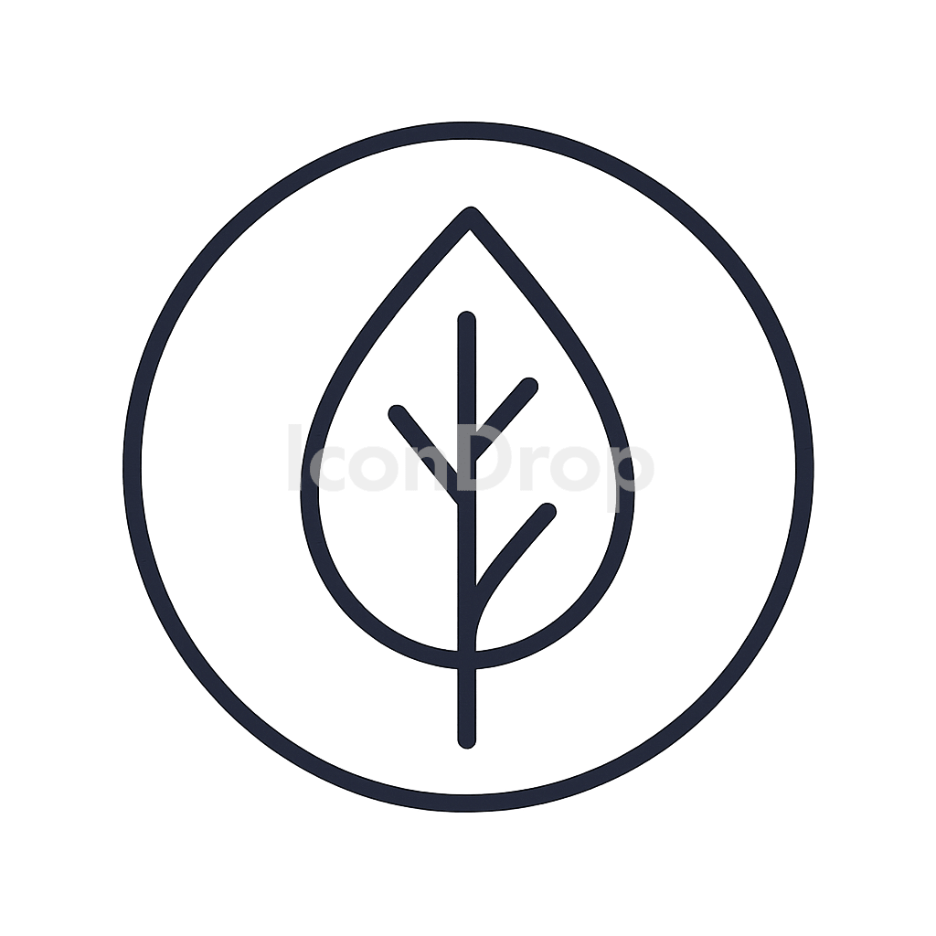 Leaf Icon Circle Outline