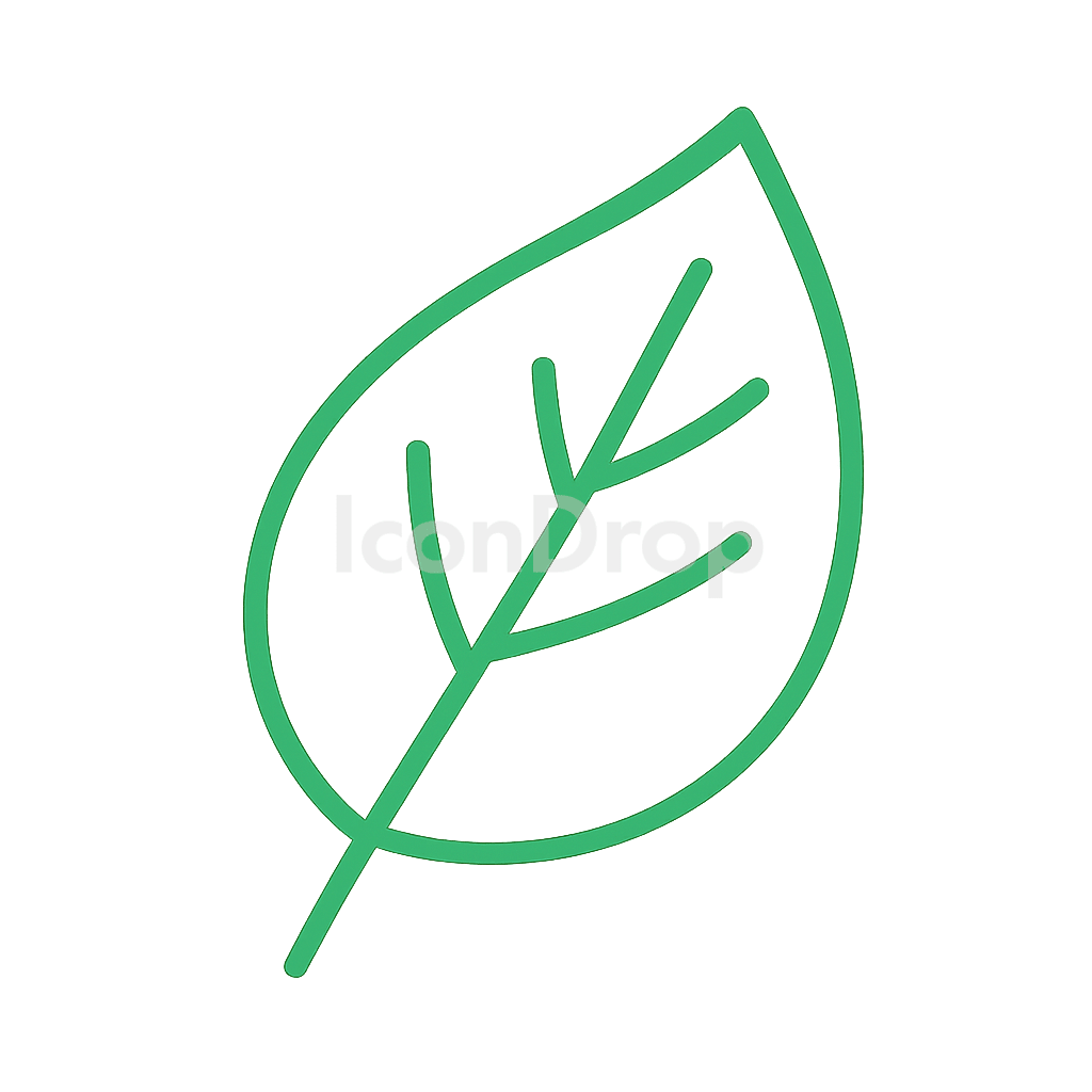 緑の葉っぱのアイコン アウトライン