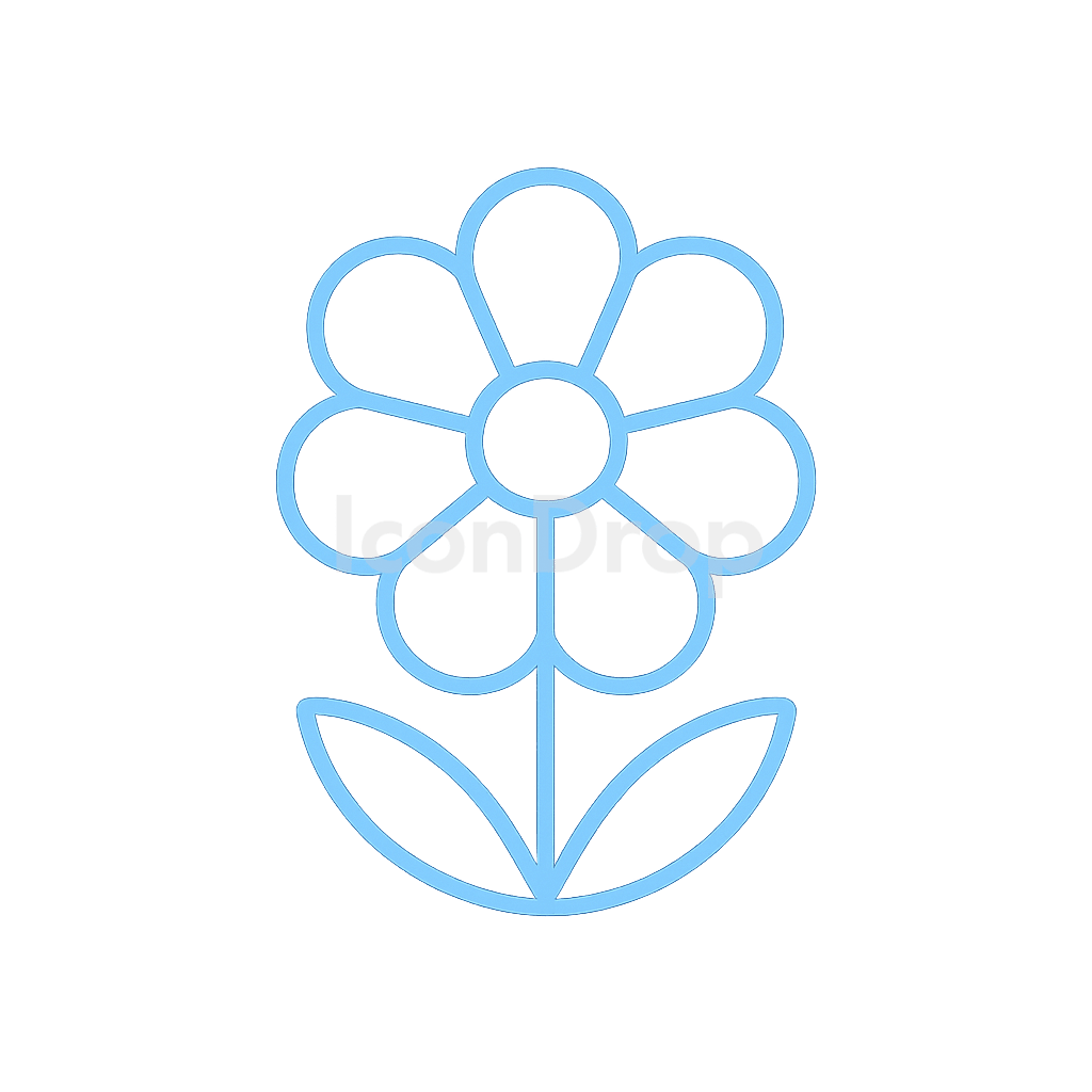 ライトブルーの花のアイコン アウトライン