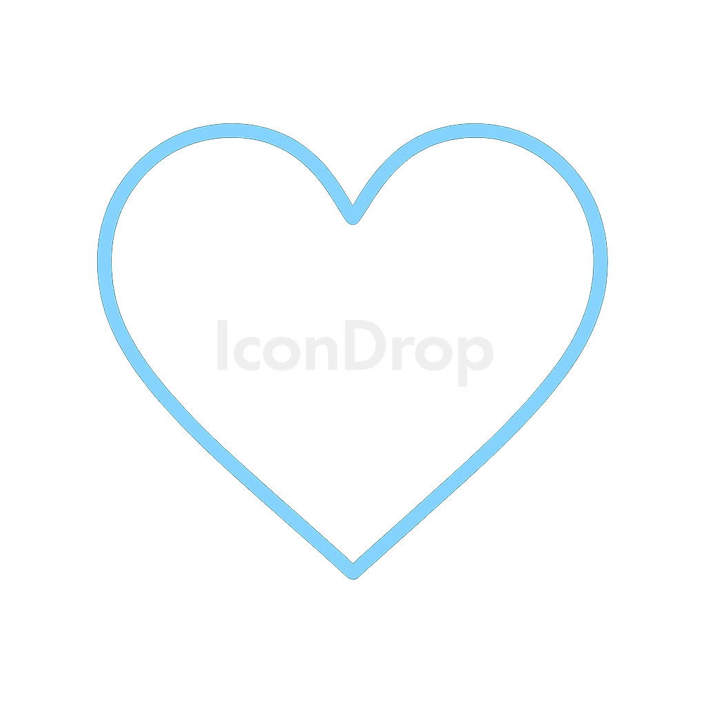 Light Blue Heart Icon Outline