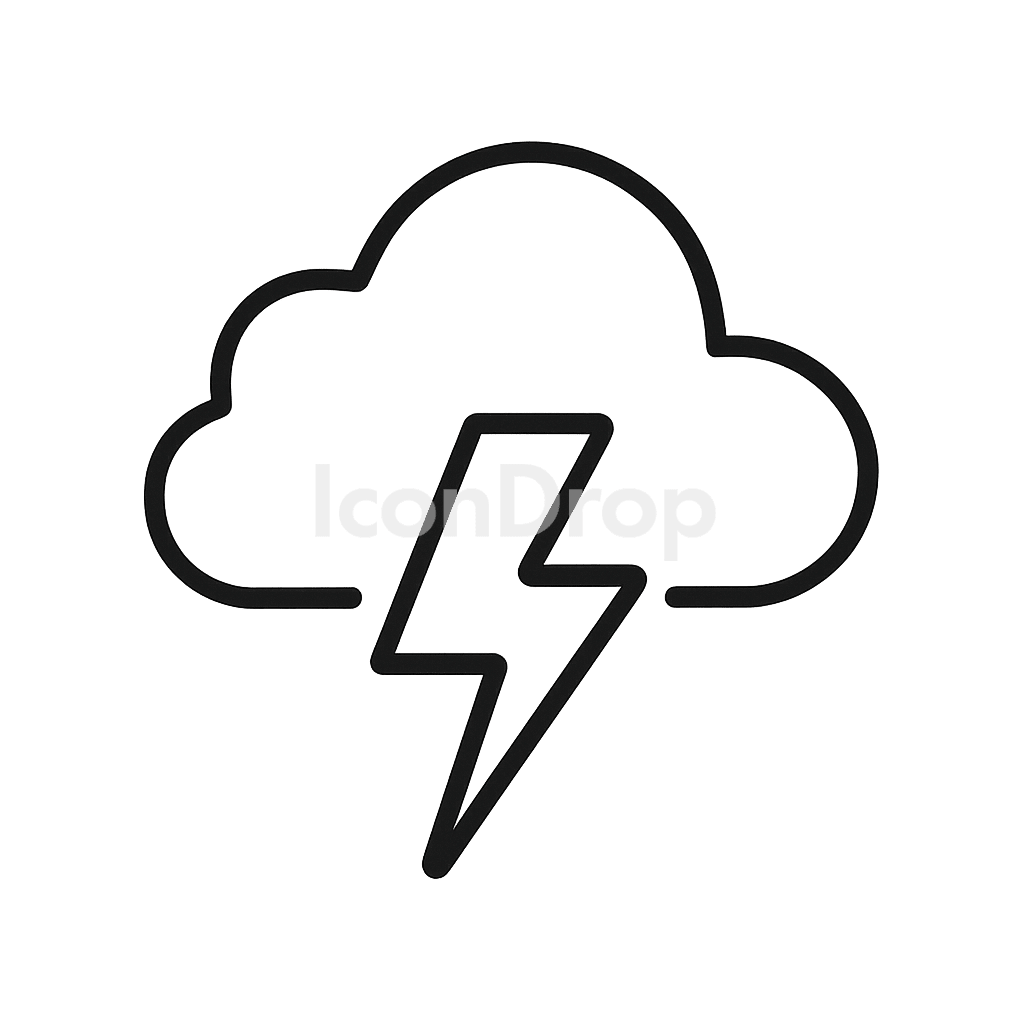 Lightning Cloud Icon Outline