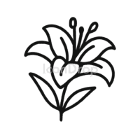 ユリ(リリー)の花のアイコン(アウトライン)