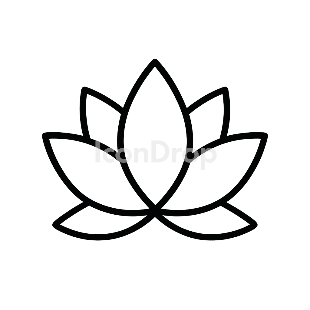 ハスの花（ロータス）のアイコン アウトライン