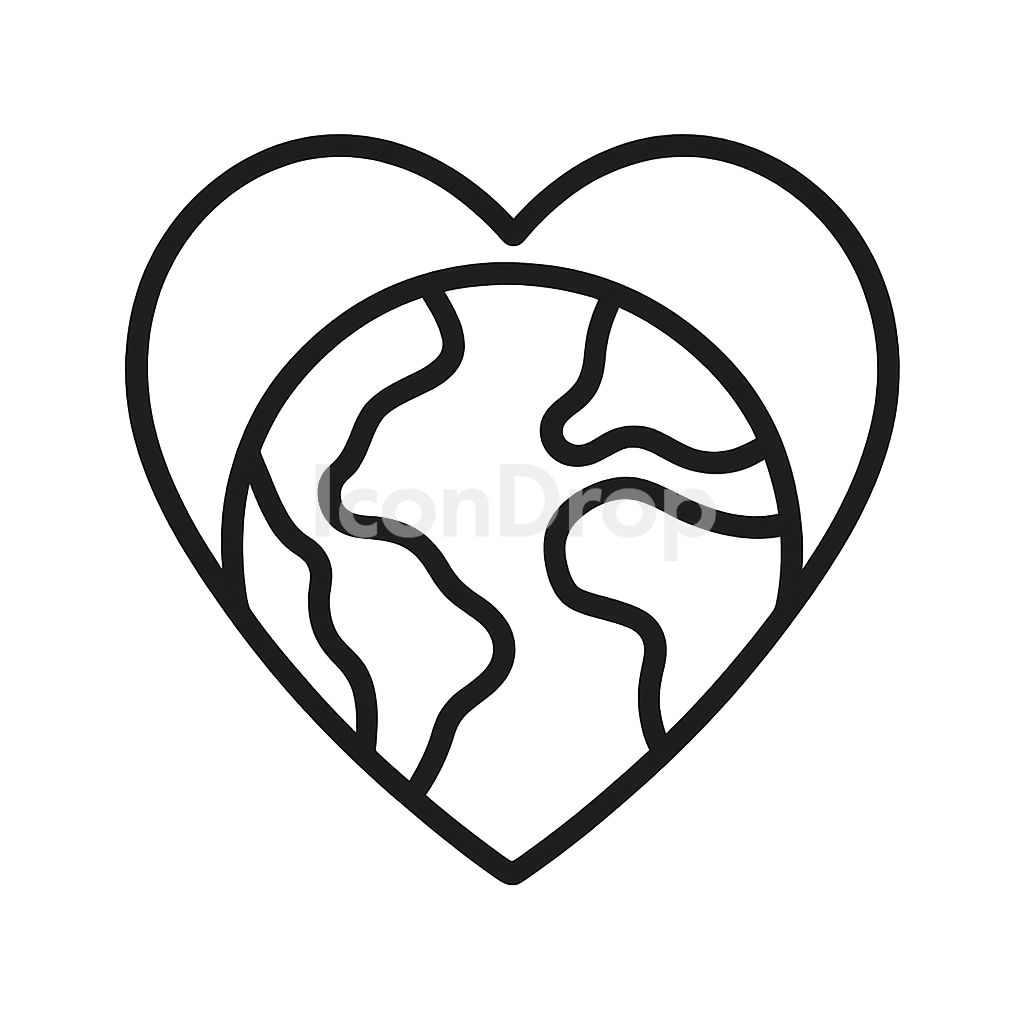 Love Earth Icon Outline