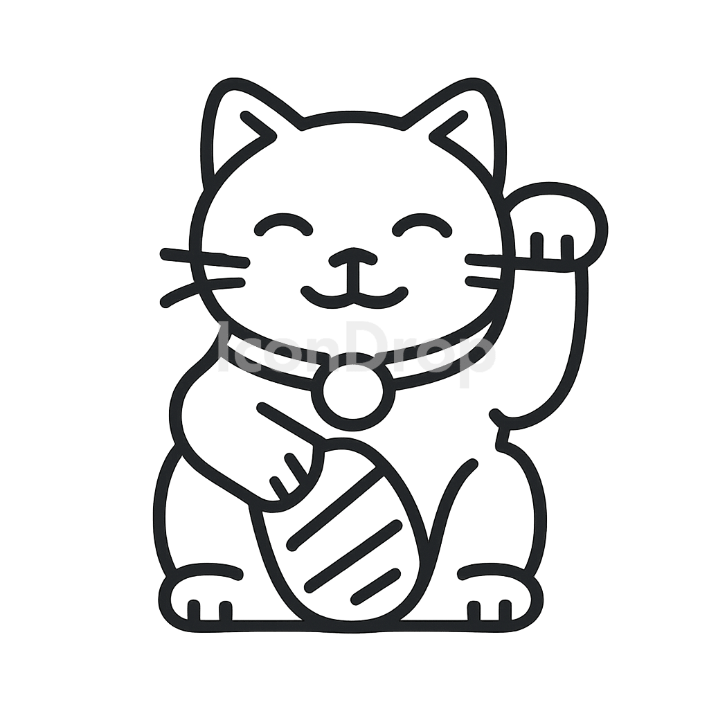 Lucky Cat Icon Outline