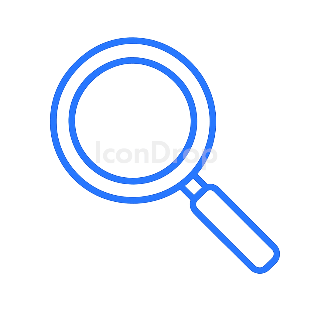Magnifying Glass Icon Blue Outline