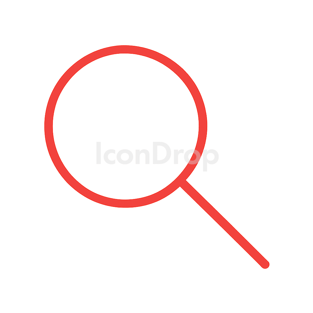 Magnifying Glass Icon Red Outline