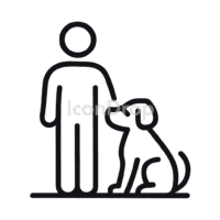 Man With Dog Icon Outline