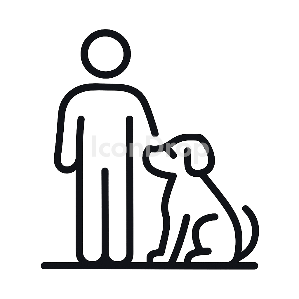Man With Dog Icon Outline