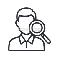 Man With Magnifying Glass Icon Outline
