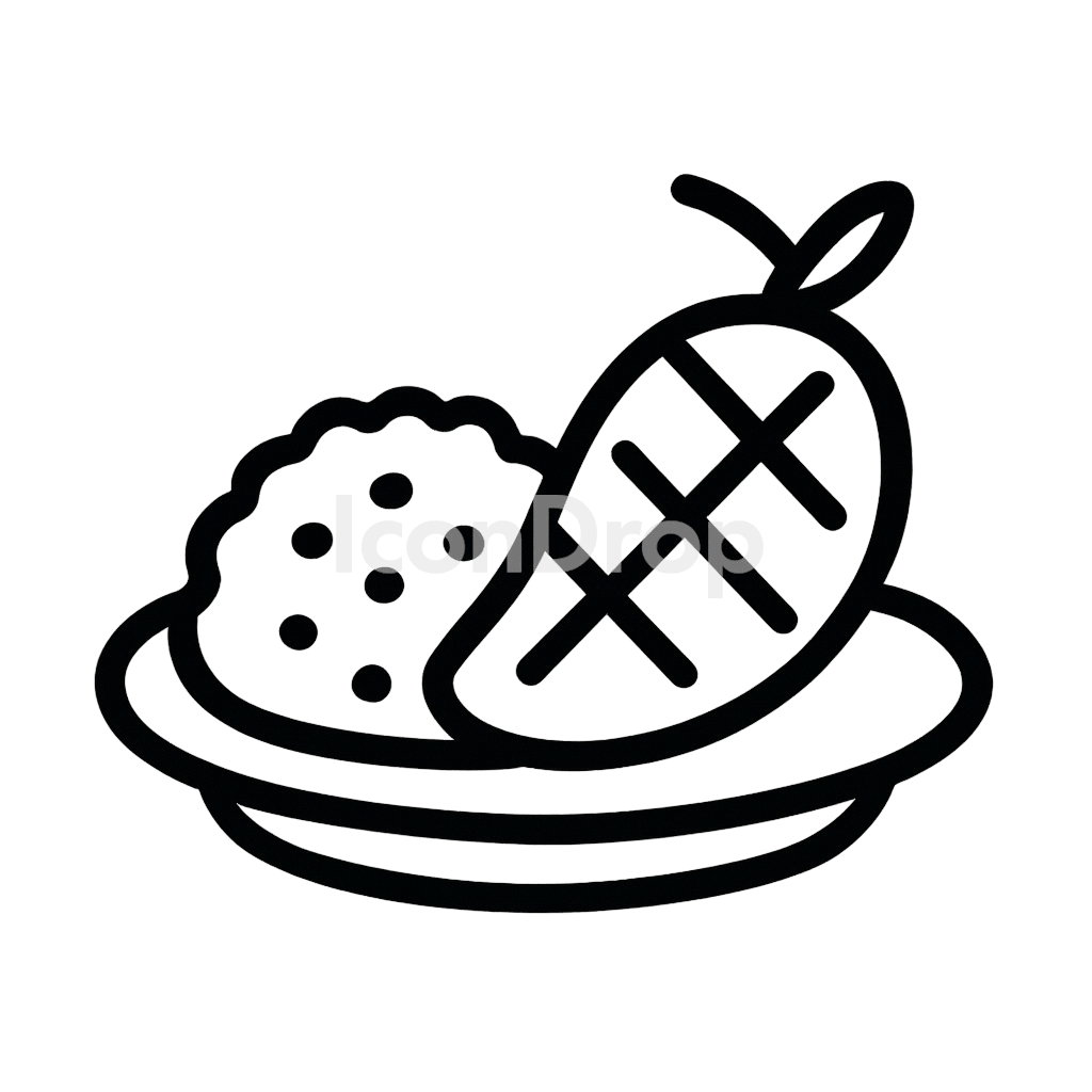 Mango Sticky Rice Icon Outline