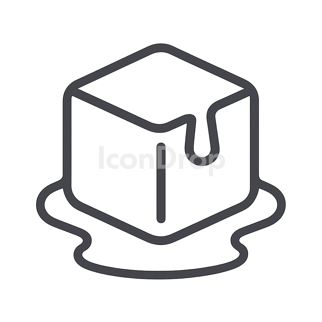 Melting Ice Cube Icon Outline