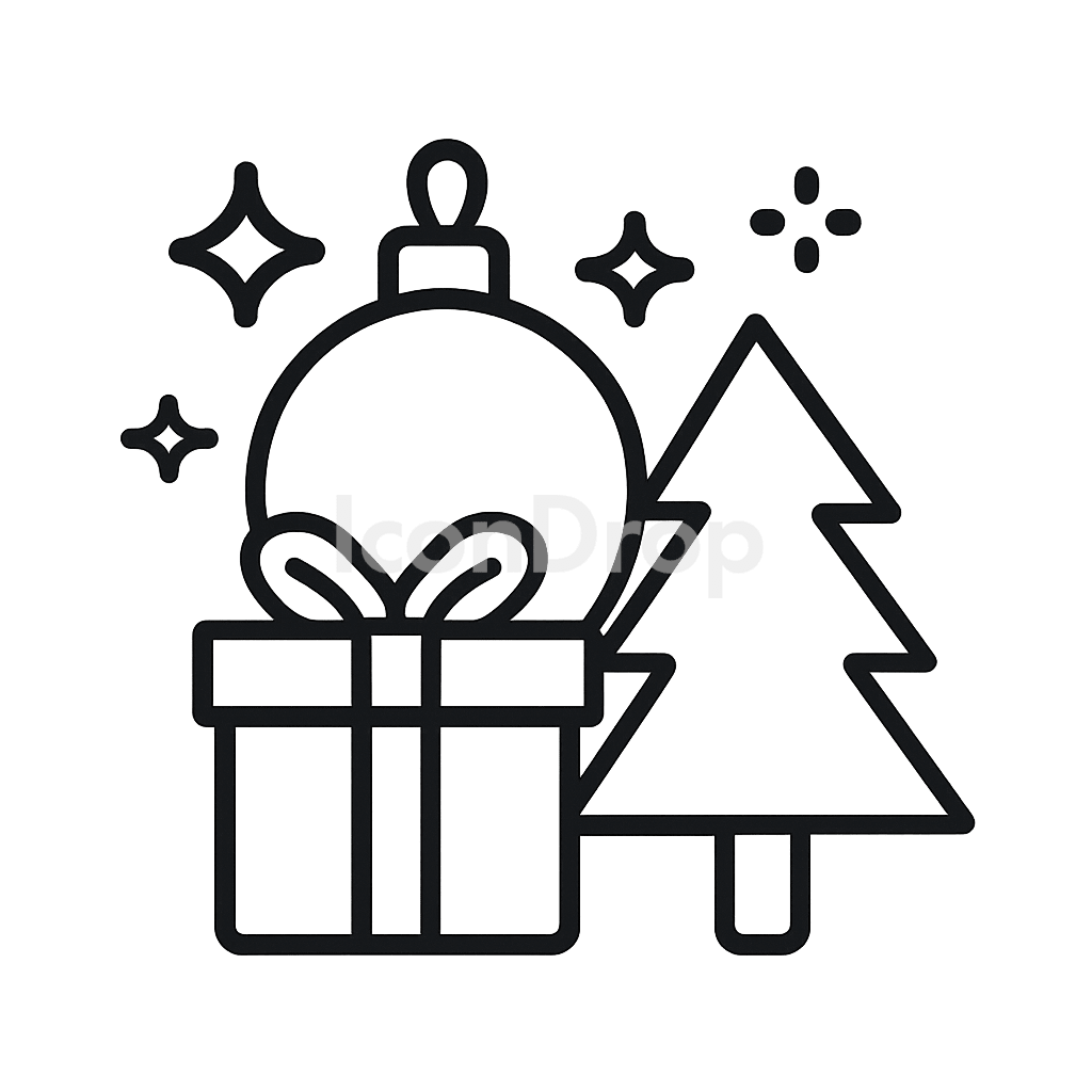 Merry Christmas And Happy New Year Icon Outline