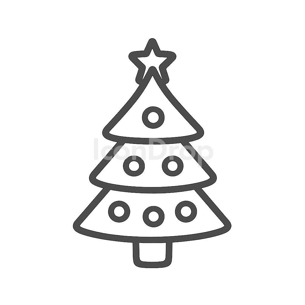 Merry Christmas Tree Icon Outline