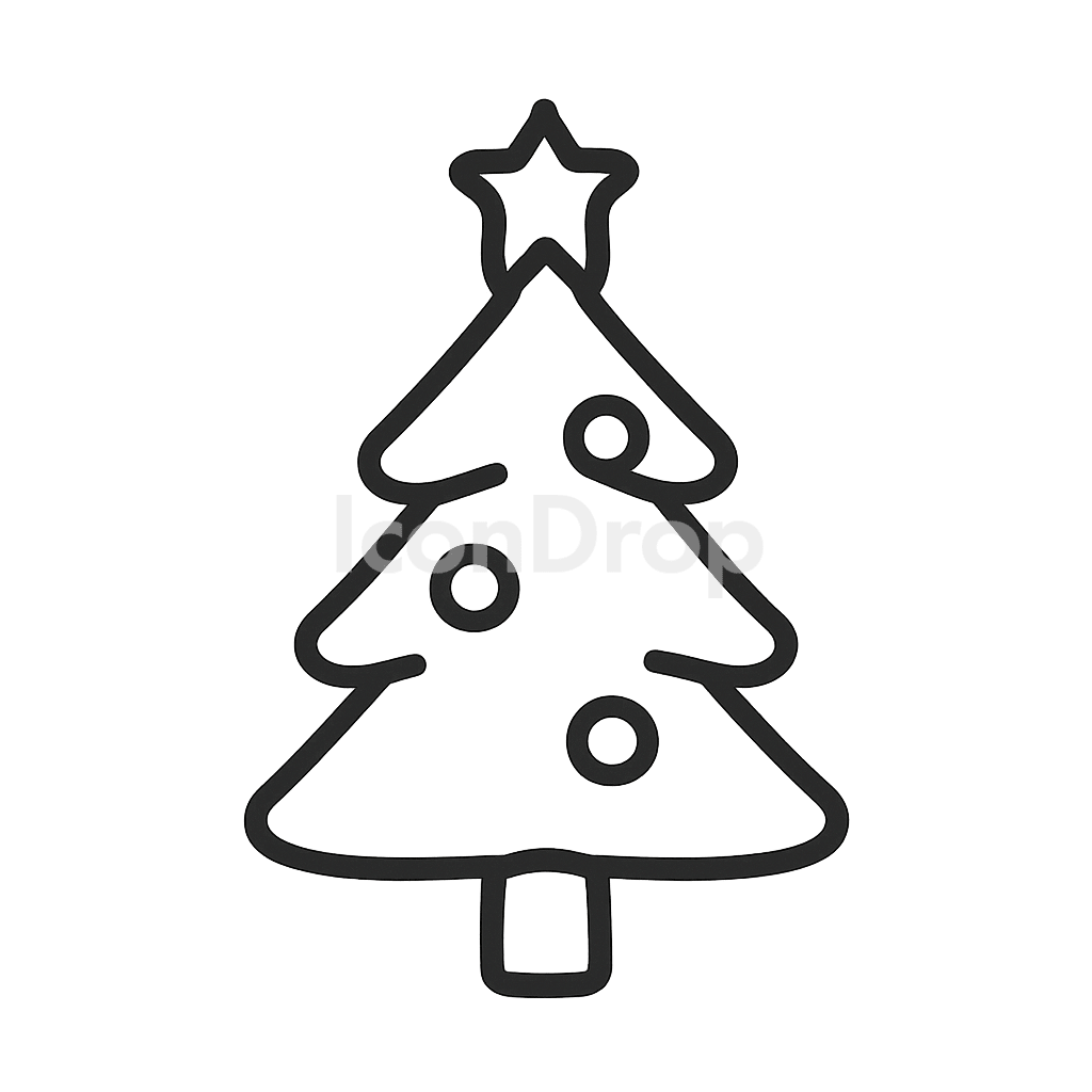 Modern Christmas Tree Icon Outline