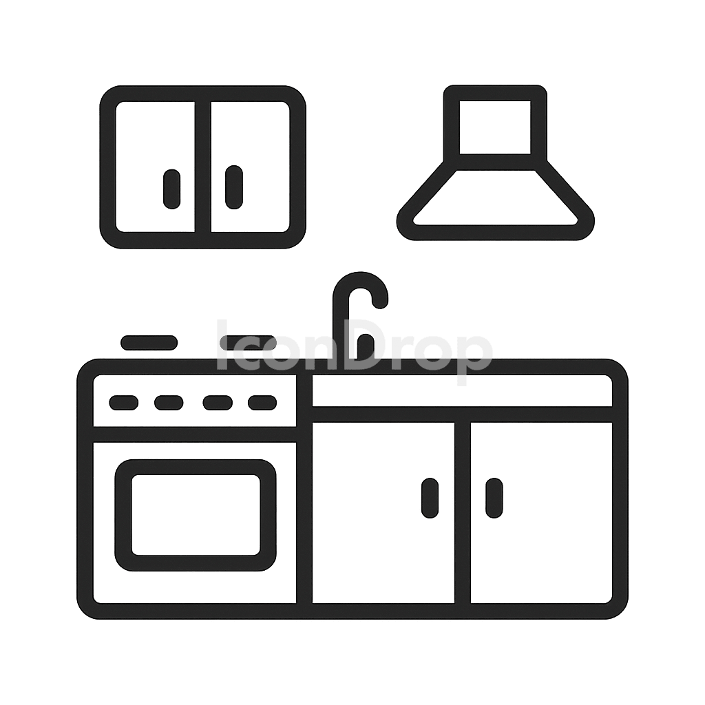 Modular Kitchen Icon Outline
