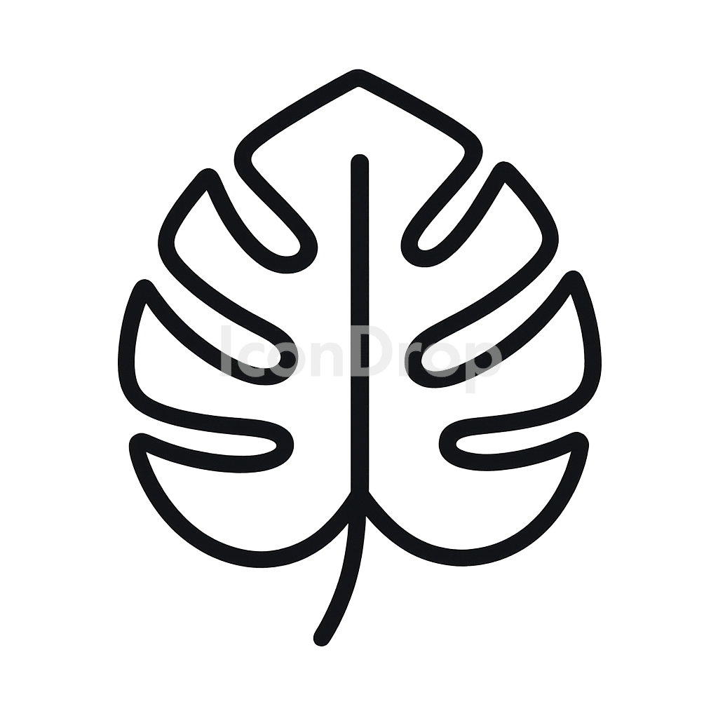 Monstera Leaf Icon Outline