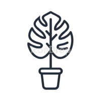 Monstera Plant Icon Outline
