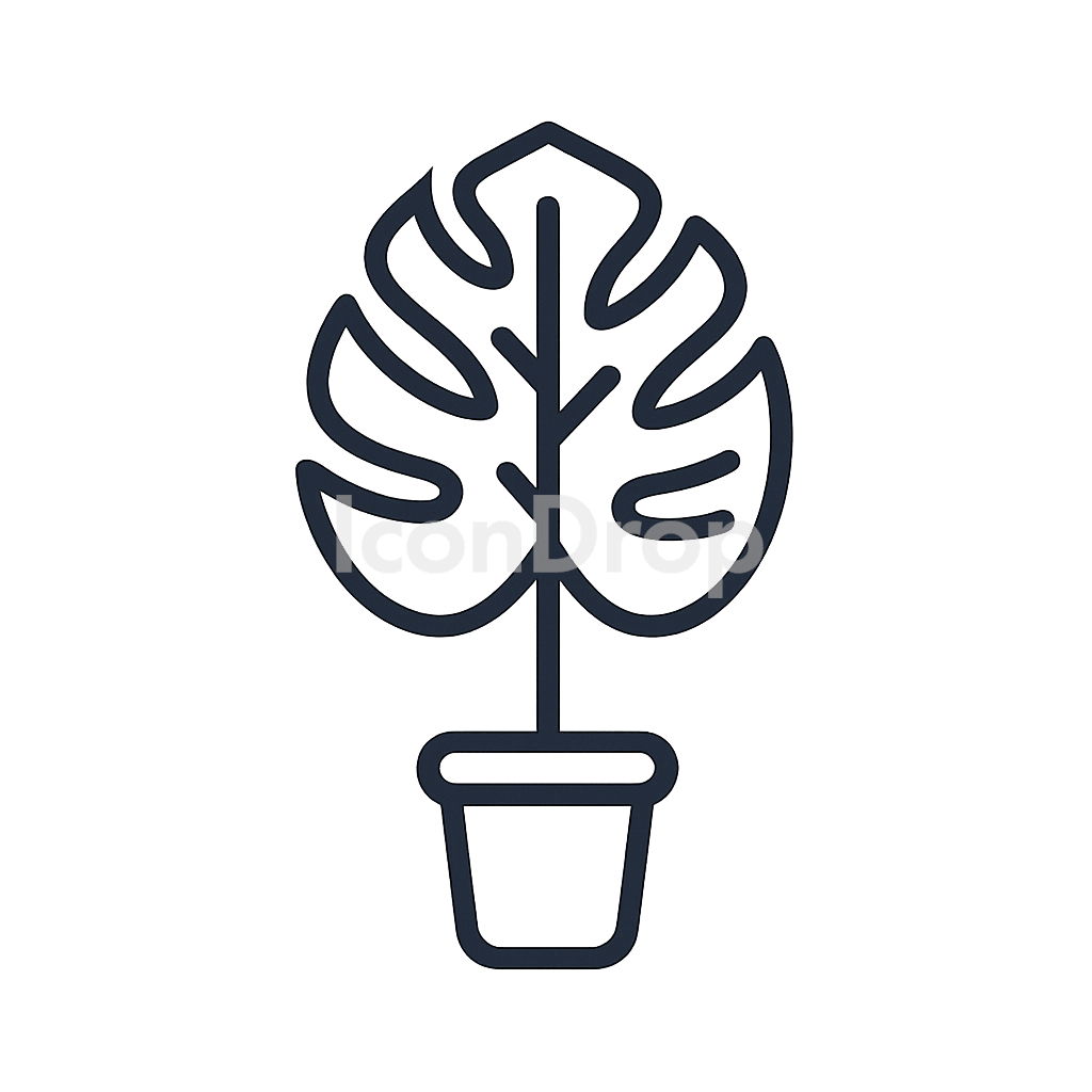 モンステラのアイコン アウトライン