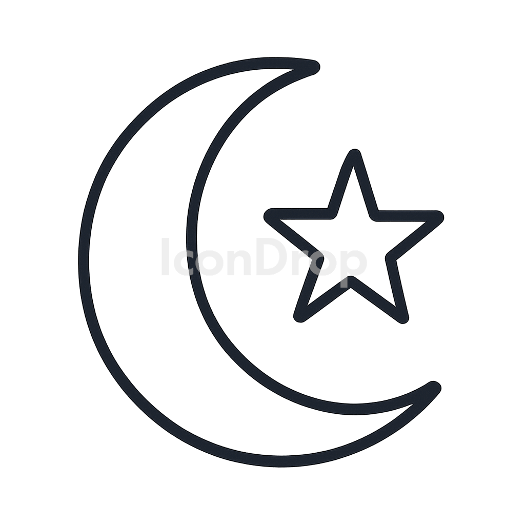 Moon And Star Icon Outline