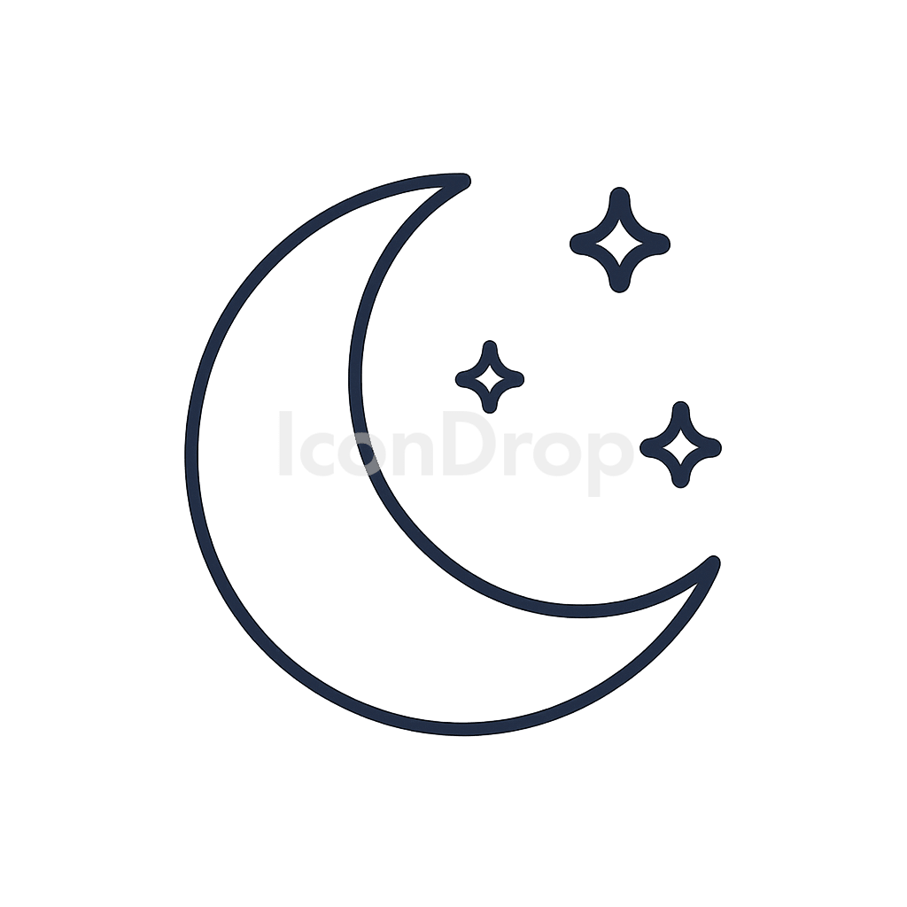 Moon Icon Aesthetic Outline