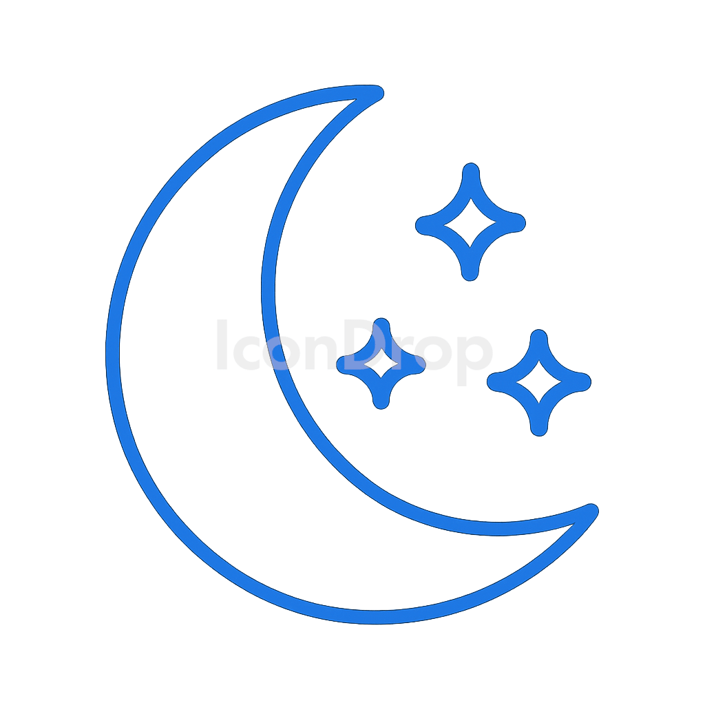 Moon Icon Blue Outline