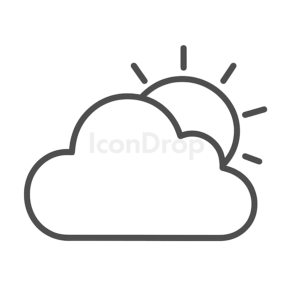 Mostly Cloudy Weather Icon Outline