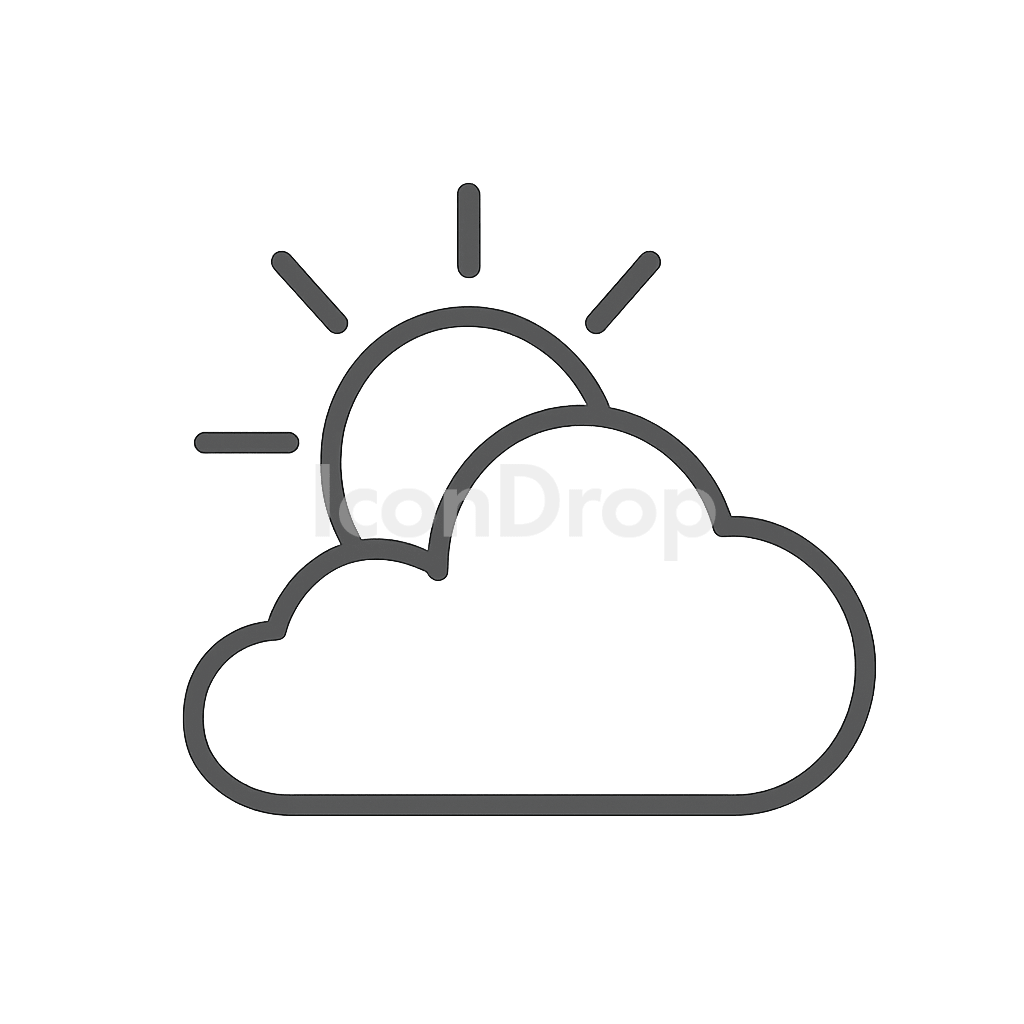 Mostly Sunny Weather Icon Outline