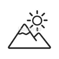 Mountain And Sun Icon Outline