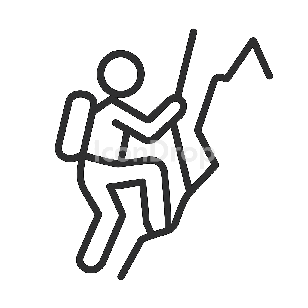 Mountain Climber Icon Outline