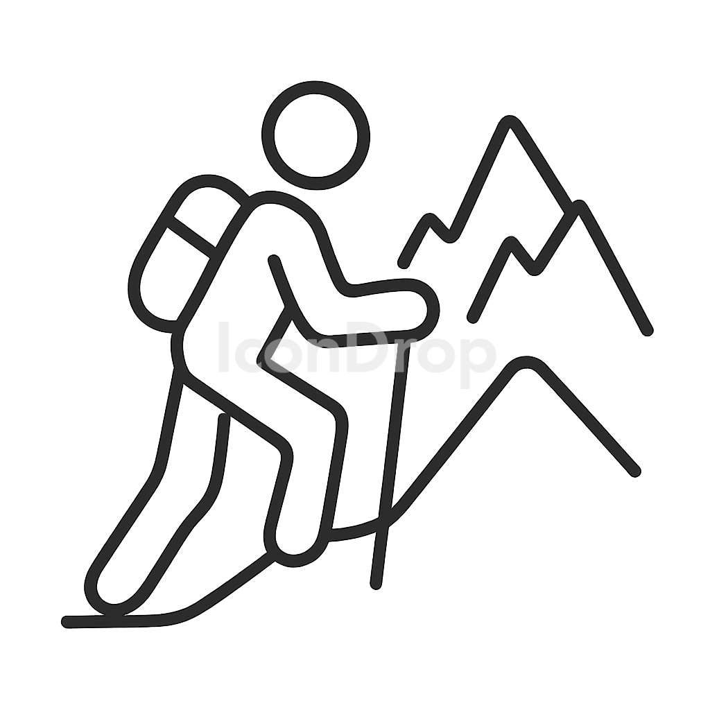 Mountain Hiking Icon Outline