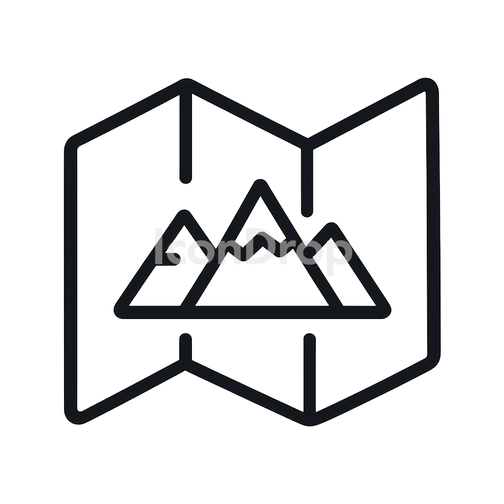 Mountain Icon Map Outline