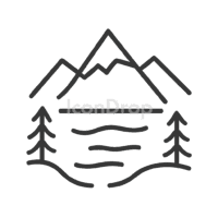 山と湖のアイコン（アウトライン）