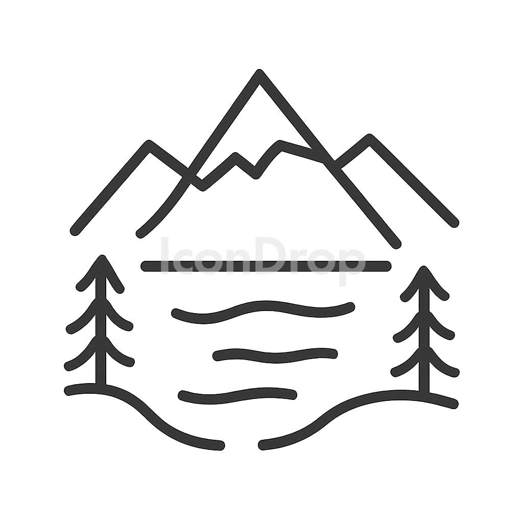 Mountain Lake Icon Outline