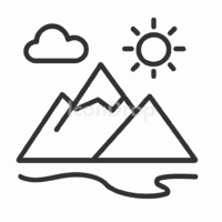 山の風景（マウンテンランドスケープ）のアイコン（アウトライン）