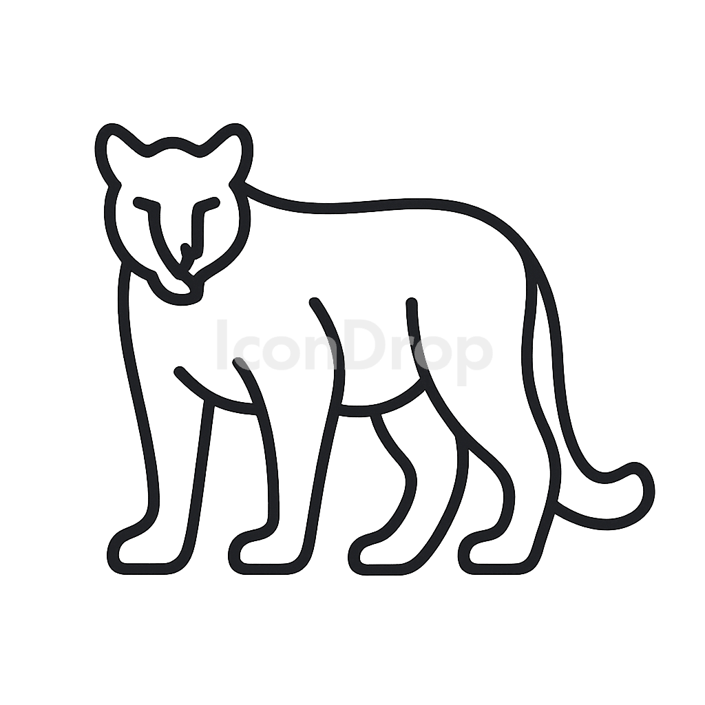 マウンテンライオン（ピューマ）のアイコン アウトライン