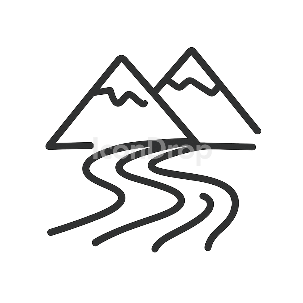 Mountain River Icon Outline