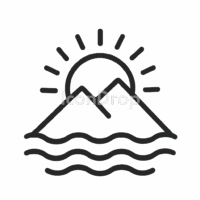 山の夕日（サンセット）のアイコン（アウトライン）