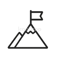 Mountain With Flag Icon Outline