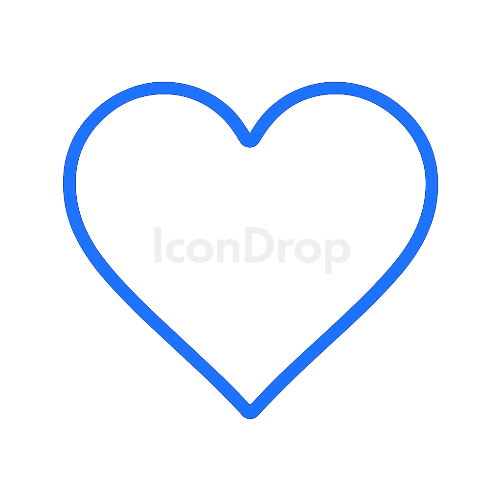 Neon Blue Heart Icon Outline