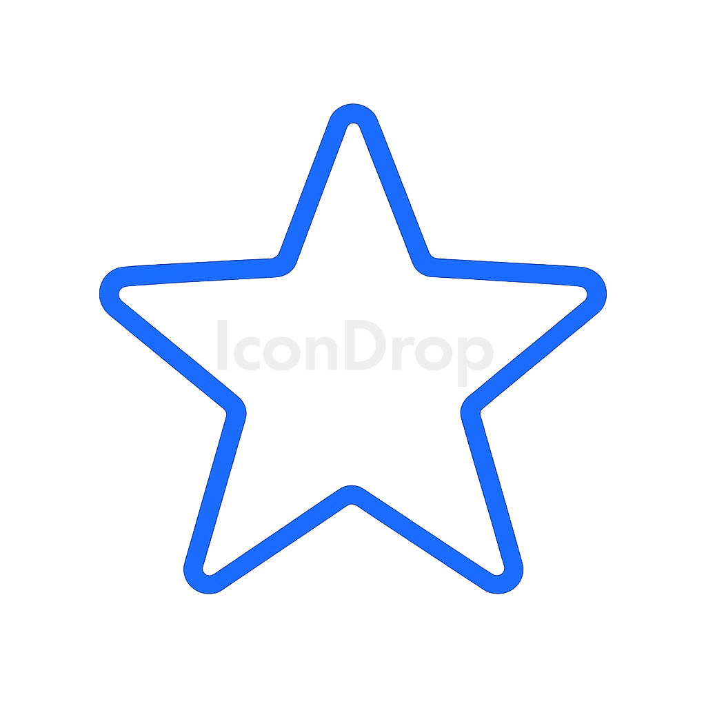 Neon Blue Star Icon Outline