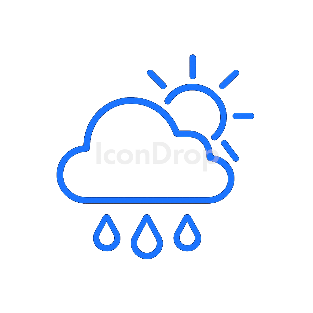 Neon Blue Weather Icon Outline
